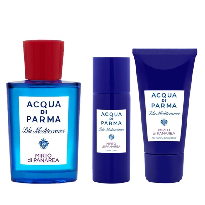 Acqua Di Parma Blu Mediterraneo Mirto Di Panarea For Men And Women Limited Edition Set Eau De Toilette 75Ml + Regenerating Sg 40Ml + Bl 50Ml (New Pack)