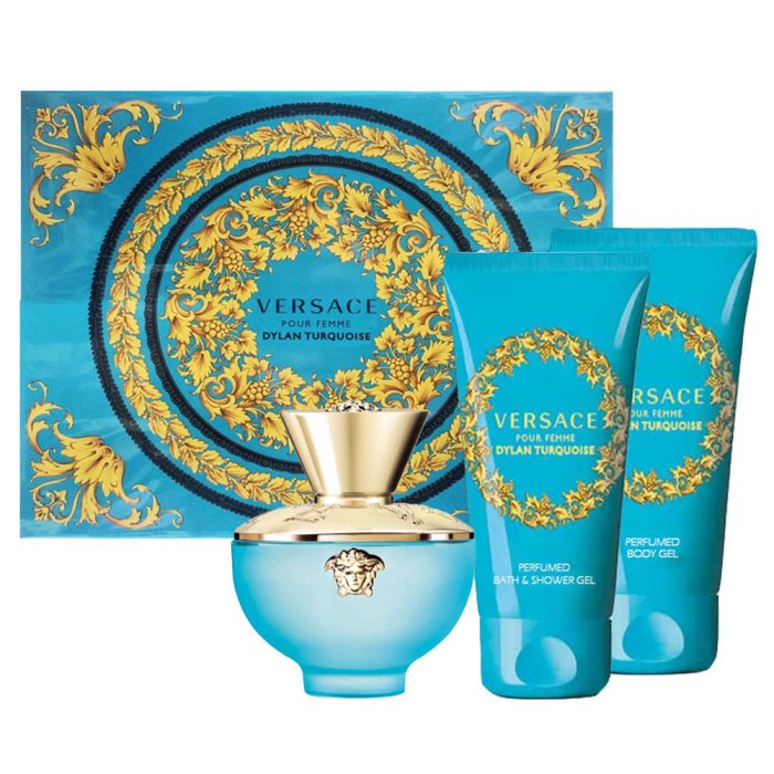 Versace Pour Femme Dylan Turquoise For Women Set Eau De Toilette 50Ml + Bath & Sg 50Ml + Bl 50Ml